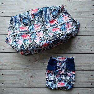 NEW! Elf Baby Cloth Pocket Diaper + Waterproof Pod Wet Bag - Zebra + Flamingo